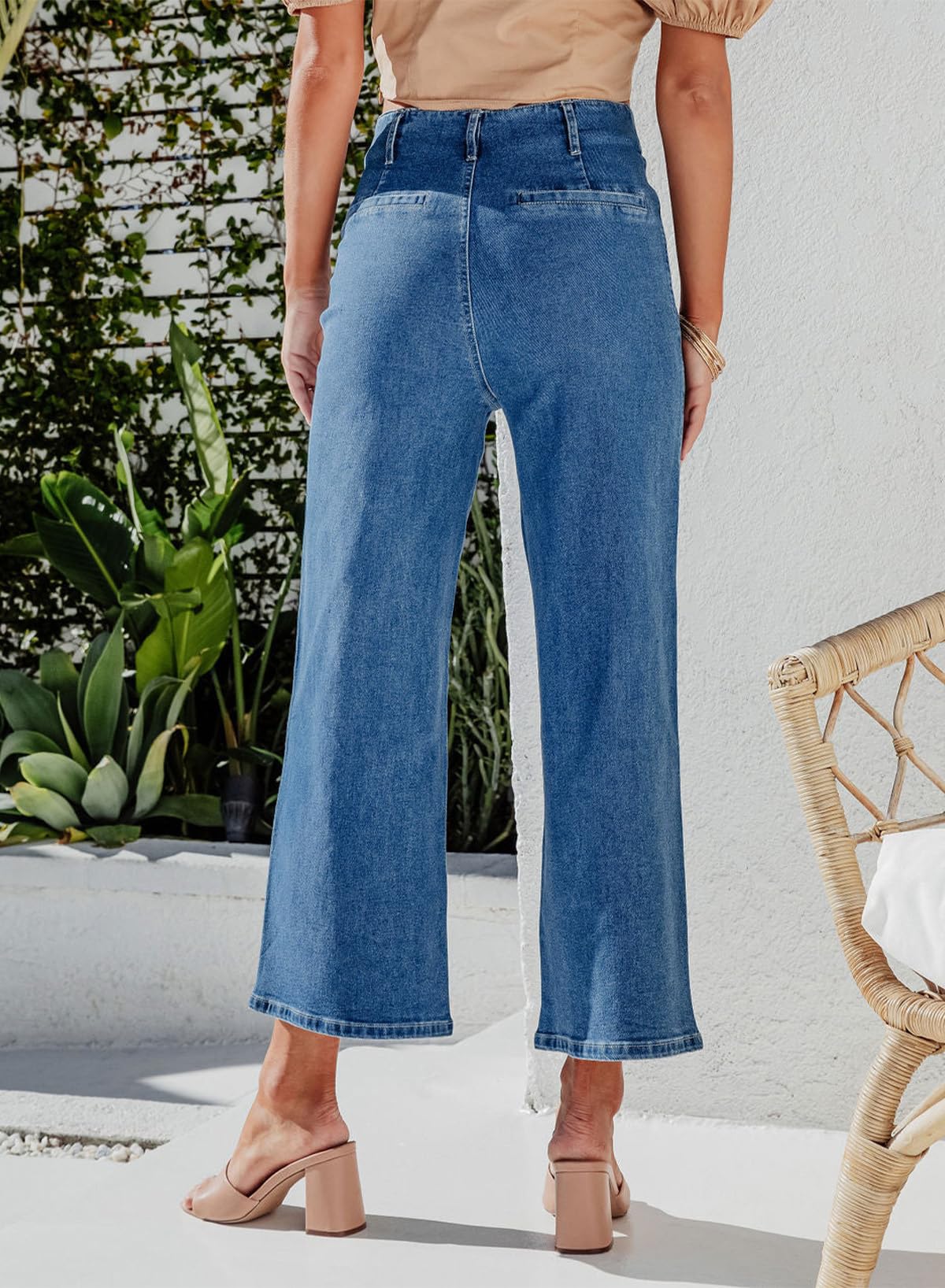 Foto 3 pulgar | Jeans Sidefeel Para Mujer, Pierna Ancha, Cintura Alta, Azul, Talla 18 - Venta Internacional.