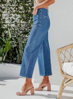 Foto 3 | Jeans Sidefeel Para Mujer, Pierna Ancha, Cintura Alta, Azul, Talla 18 - Venta Internacional.