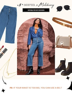 Foto 7 | Jeans Sidefeel Para Mujer, Pierna Ancha, Cintura Alta, Azul, Talla 18 - Venta Internacional.