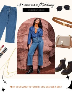 Foto 7 | Jeans Sidefeel, Pierna Ancha, Cintura Alta, Elásticos, Negros, Talla 8, Para Mujer - Venta Internacional.