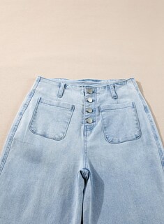 Foto 5 | Vaqueros Sidefeel Zimbaplatinum, Pierna Ancha, Cintura Alta, Azul Claro - Venta Internacional.