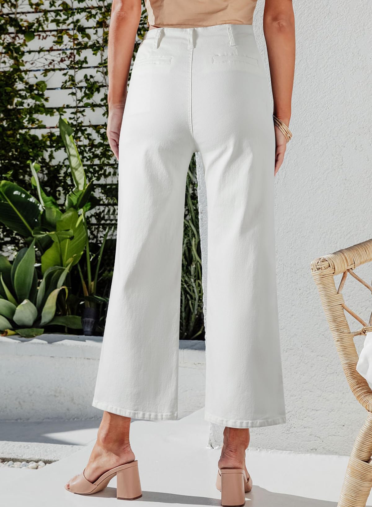 Foto 3 pulgar | Vaqueros Sidefeel Zimbaplatinum, Pernera Ancha, Cintura Alta, Blancos, Talla 10 - Venta Internacional.