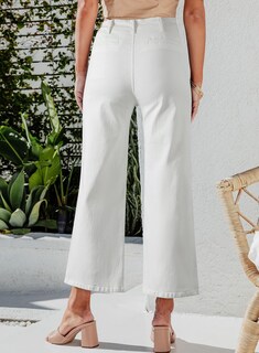 Foto 2 | Vaqueros Sidefeel Zimbaplatinum, Pernera Ancha, Cintura Alta, Blancos, Talla 10 - Venta Internacional.