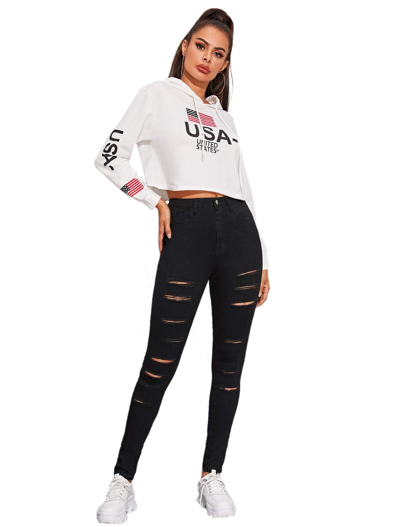 Foto 7 pulgar | Vaqueros Sweatyrocks Para Mujer, Cintura Alta, Rasgados, Negros, Talla 5 - Venta Internacional.
