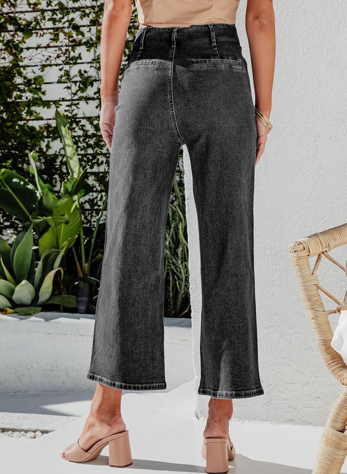 Foto 3 pulgar | Jeans Sidefeel Para Mujer, Pierna Ancha, Cintura Alta, Gris, Talla 4 - Venta Internacional.