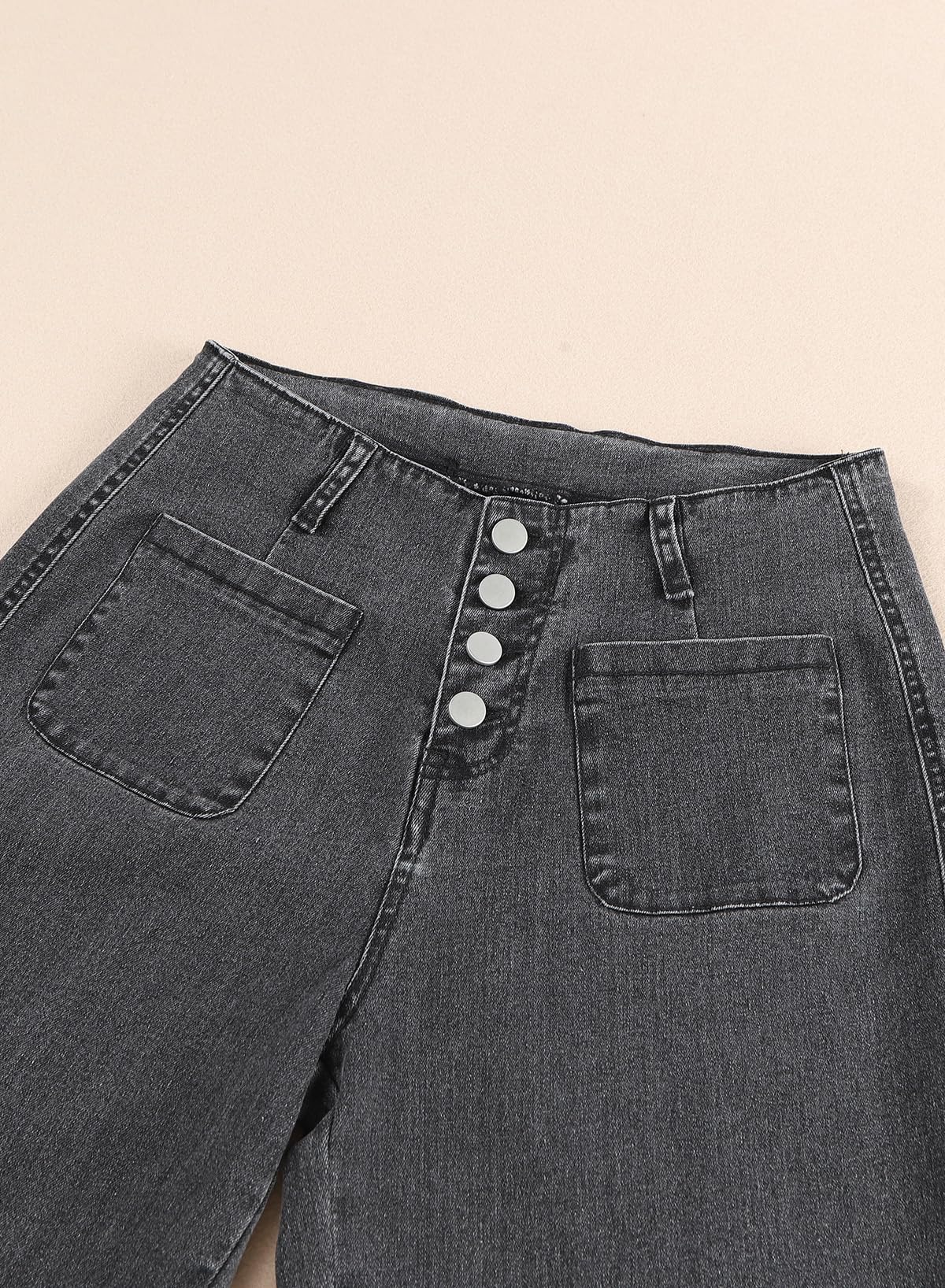 Foto 6 pulgar | Jeans Sidefeel Para Mujer, Pierna Ancha, Cintura Alta, Gris, Talla 4 - Venta Internacional.