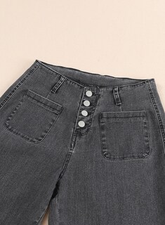 Foto 5 | Jeans Sidefeel Para Mujer, Pierna Ancha, Cintura Alta, Gris, Talla 4 - Venta Internacional.
