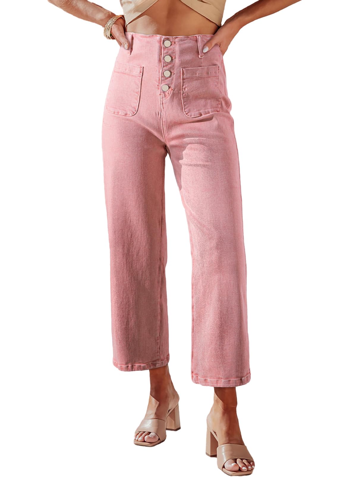 Jeans Sidefeel Zimbaplatinum De Pierna Ancha Y Cintura Alta Para Mujer - Venta Internacional.