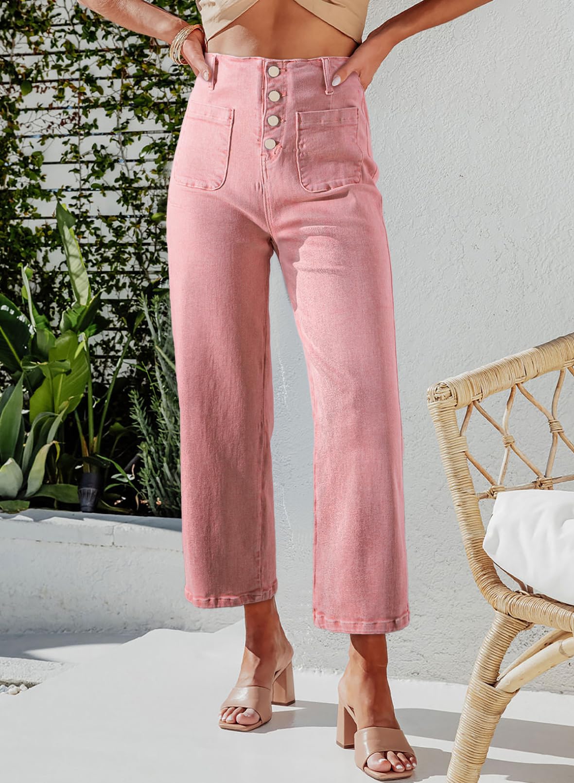 Foto 4 pulgar | Jeans Sidefeel Zimbaplatinum De Pierna Ancha Y Cintura Alta Para Mujer - Venta Internacional.
