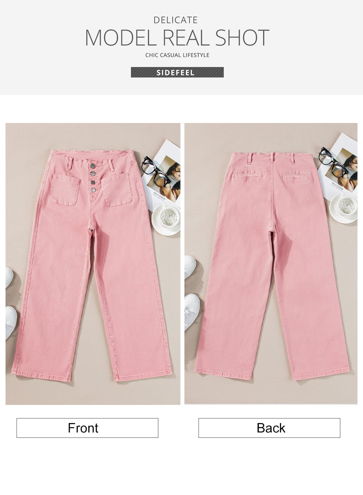 Foto 5 pulgar | Jeans Sidefeel Zimbaplatinum De Pierna Ancha Y Cintura Alta Para Mujer - Venta Internacional.