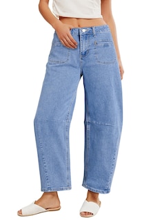 Foto 1 | Vaqueros Elegantes De Pierna Ancha Para Mujer, Cintura Alta, Talla 10, Azul - Venta Internacional.