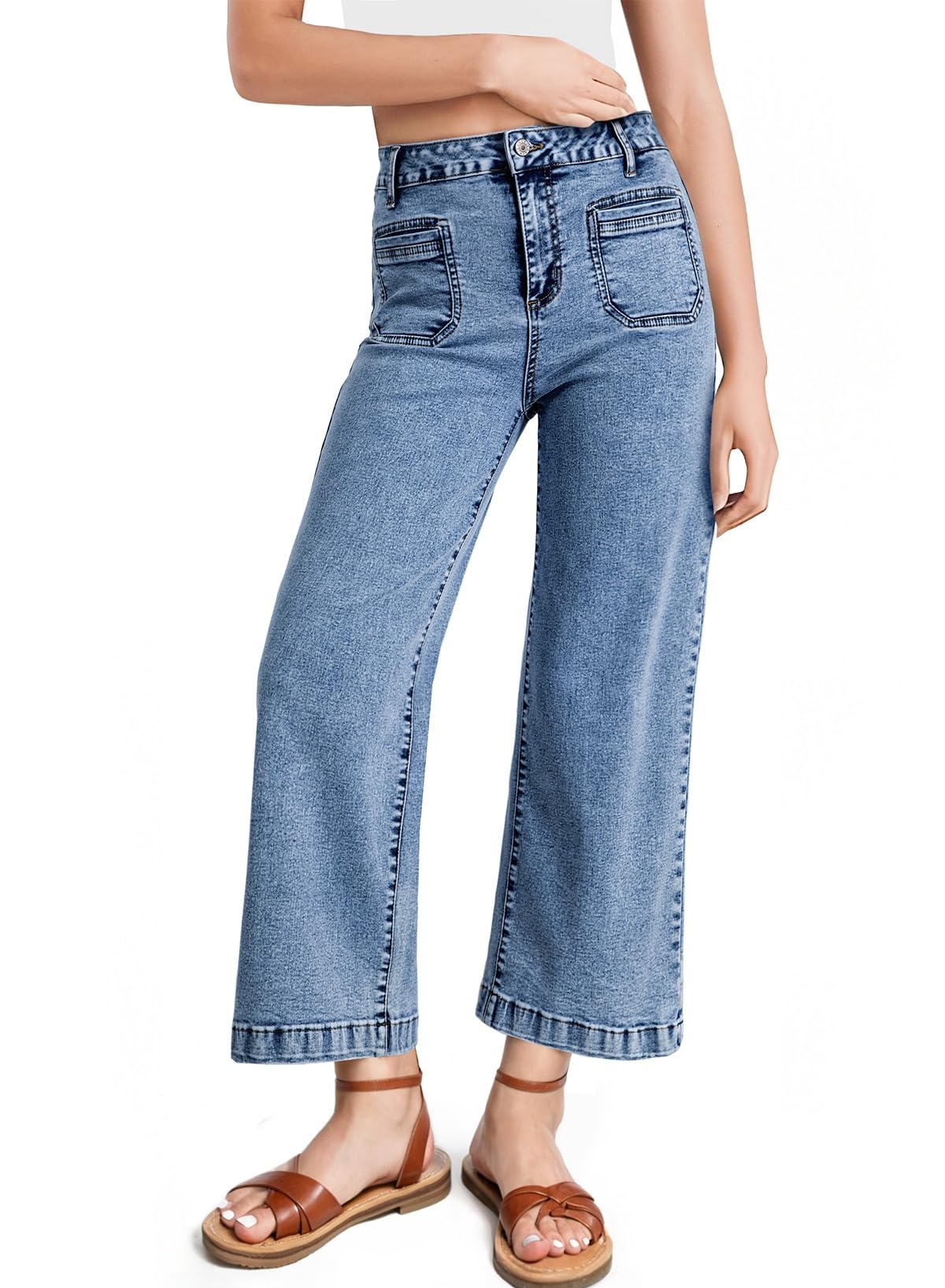 Vaqueros Elegantes, Rectos, De Cintura Alta, Holgados, Azul, Talla 12, Para Mujer - Venta Internacional.