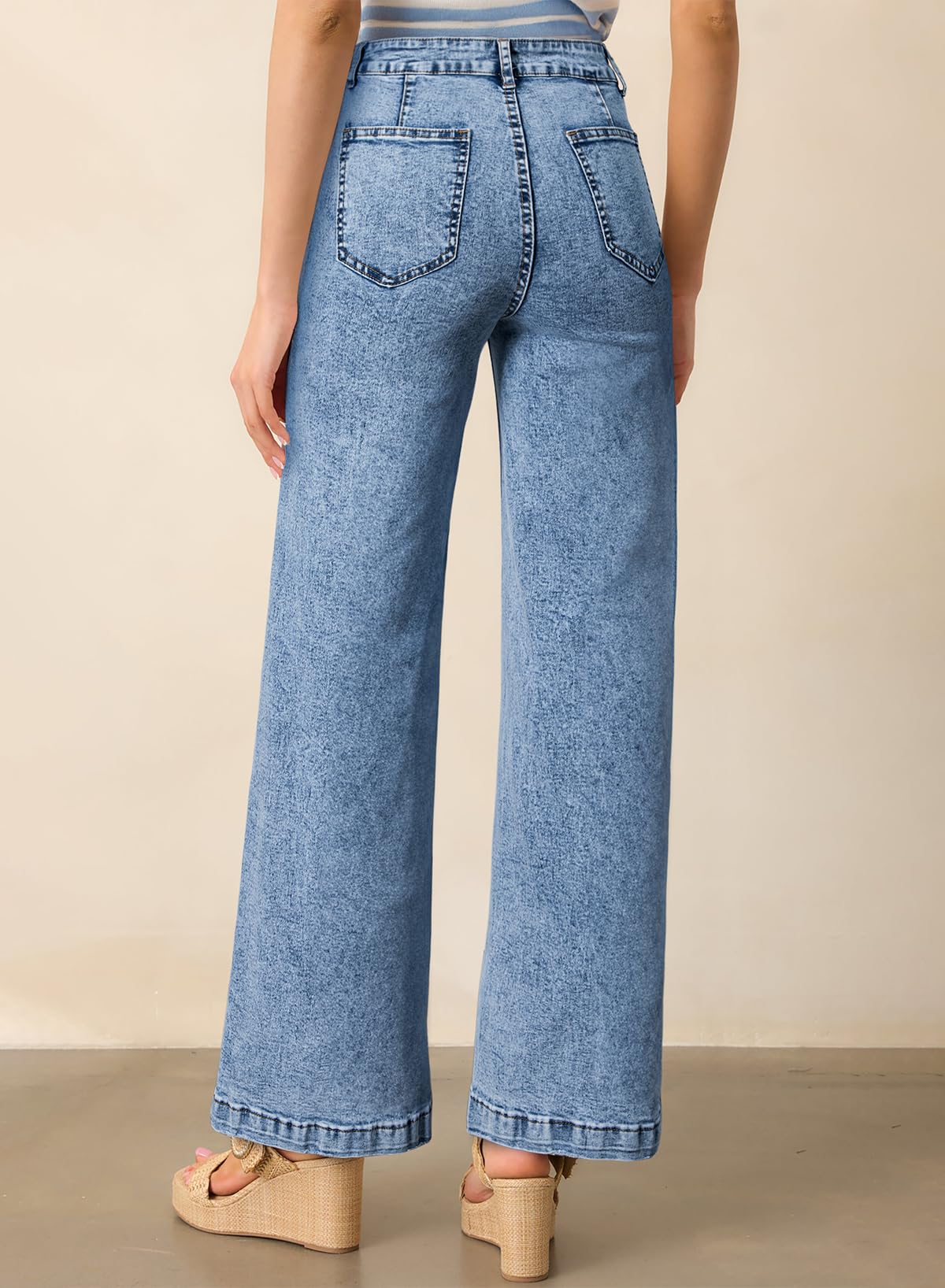 Foto 3 pulgar | Vaqueros Elegantes, Rectos, De Cintura Alta, Holgados, Azul, Talla 12, Para Mujer - Venta Internacional.