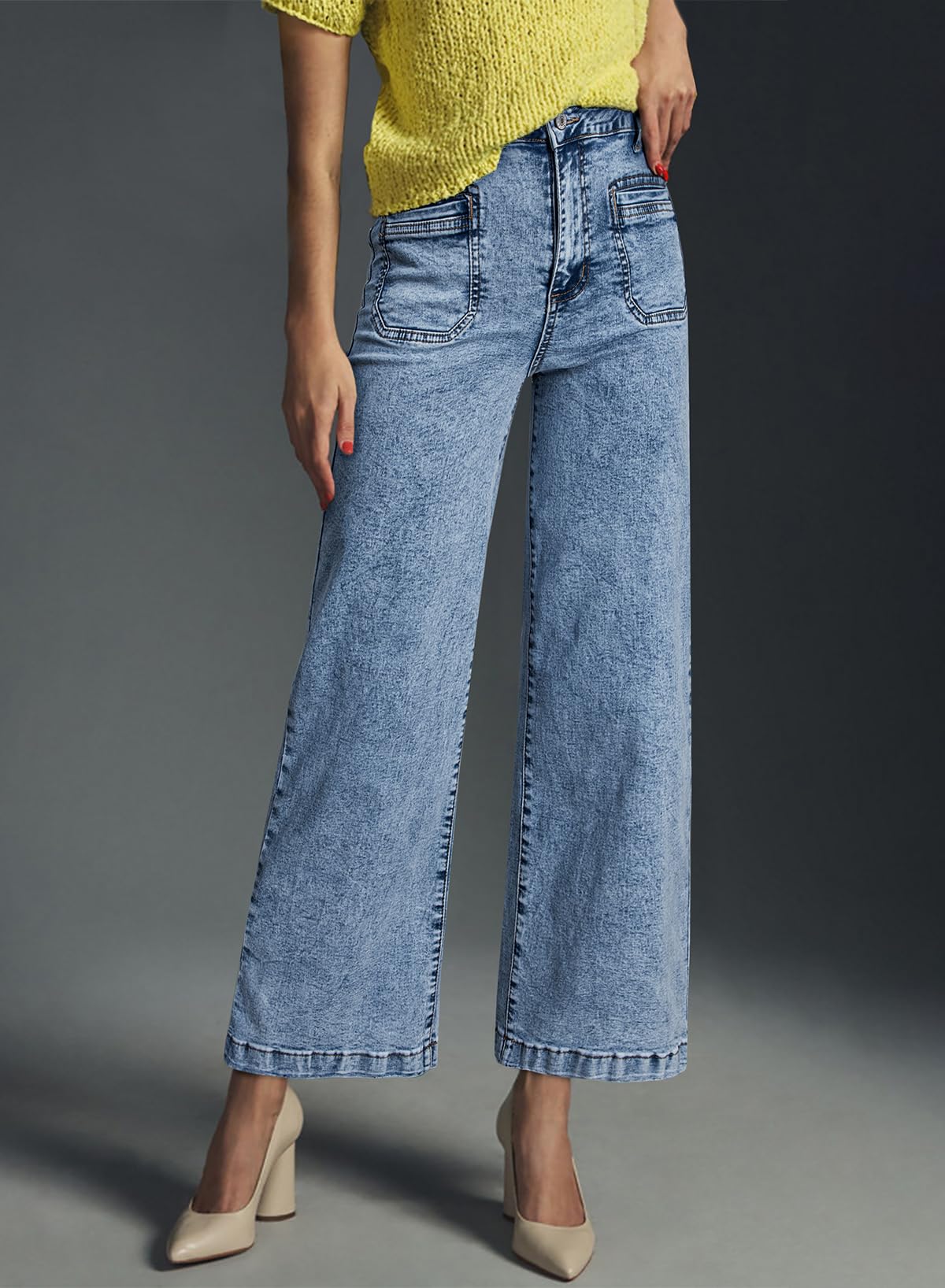 Foto 5 | Vaqueros Elegantes, Rectos, De Cintura Alta, Holgados, Azul, Talla 12, Para Mujer - Venta Internacional.