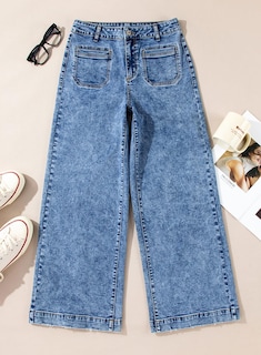 Foto 6 | Vaqueros Elegantes, Rectos, De Cintura Alta, Holgados, Azul, Talla 12, Para Mujer - Venta Internacional.