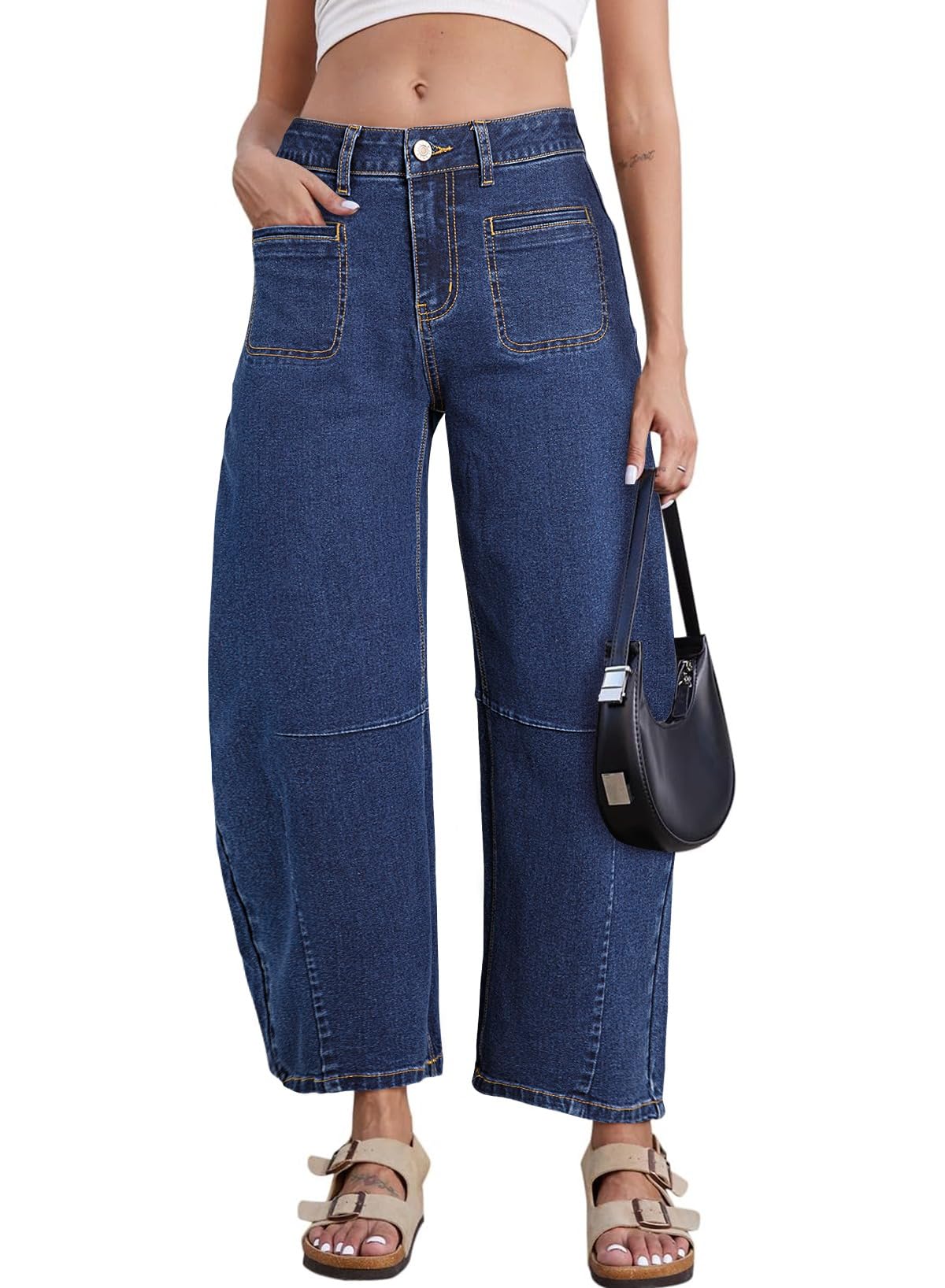 Foto 4 pulgar | Vaqueros Capris Astilish Para Mujer, Cintura Alta, Talla 6 - Venta Internacional.