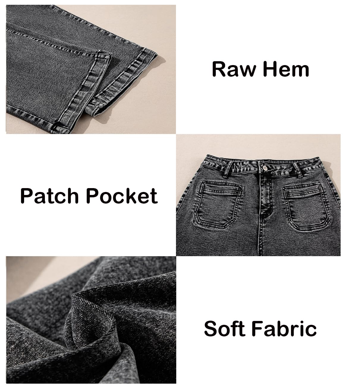 Foto 7 pulgar | Pantalones Vaqueros Elegantes De Cintura Alta, Corte Ancho, Pierna Ancha, Gris, Talla 12 - Venta Internacional.