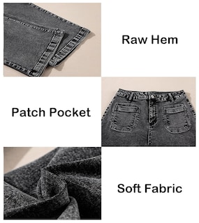 Foto 6 | Pantalones Vaqueros Elegantes De Cintura Alta, Corte Ancho, Pierna Ancha, Gris, Talla 12 - Venta Internacional.