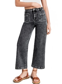 Foto 1 | Pantalones Vaqueros Elegantes De Pierna Ancha Para Mujer, Cintura Alta, Talla 8, Color Negro - Venta Internacional.