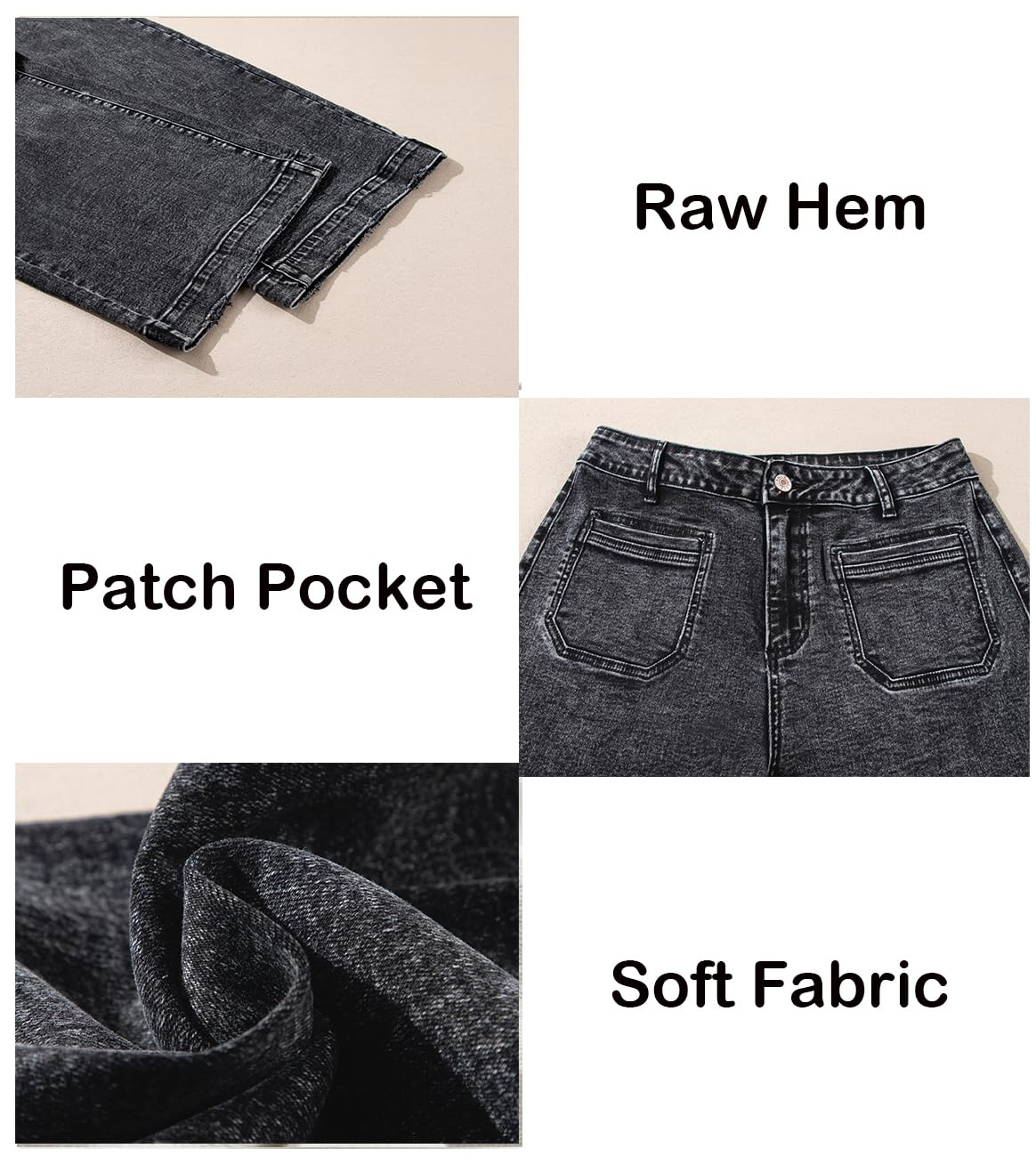 Foto 7 pulgar | Pantalones Vaqueros Elegantes De Pierna Ancha Para Mujer, Cintura Alta, Talla 8, Color Negro - Venta Internacional.
