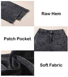 Foto 6 | Pantalones Vaqueros Elegantes De Pierna Ancha Para Mujer, Cintura Alta, Talla 8, Color Negro - Venta Internacional.