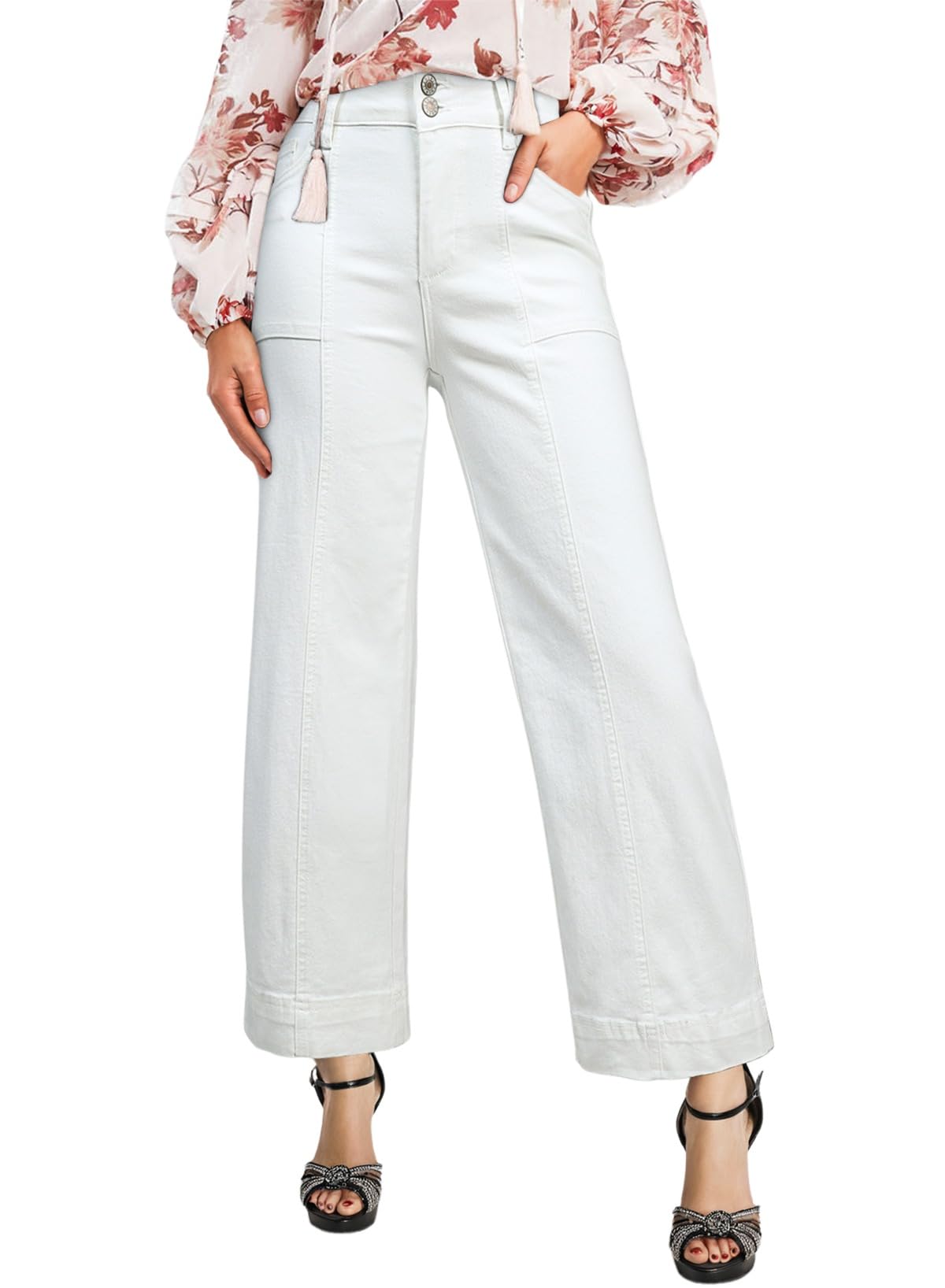 Foto 2 pulgar | Jeans Astylish De Mezclilla Blanca Con Pierna Recta Y Pierna Recta Para Mujer - Venta Internacional.
