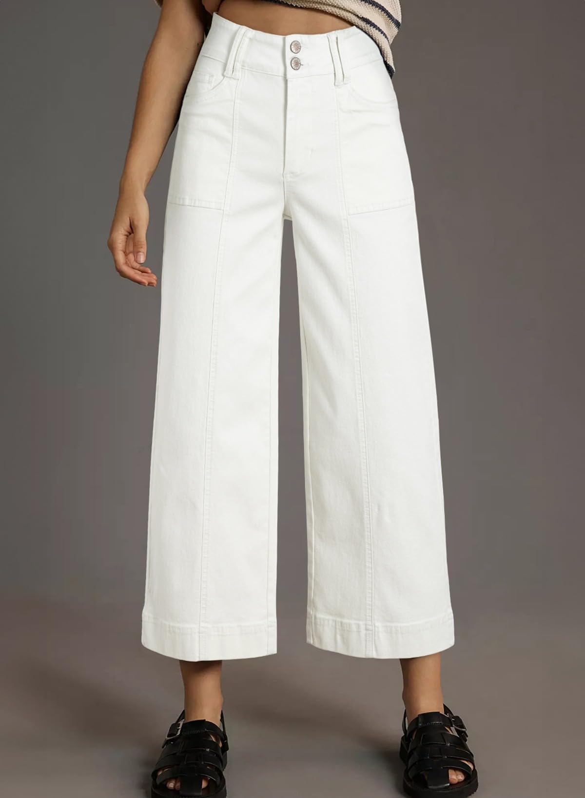 Foto 3 pulgar | Jeans Astylish De Mezclilla Blanca Con Pierna Recta Y Pierna Recta Para Mujer - Venta Internacional.