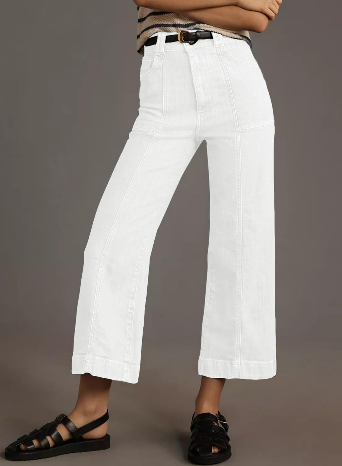 Foto 5 pulgar | Jeans Astylish De Mezclilla Blanca Con Pierna Recta Y Pierna Recta Para Mujer - Venta Internacional.