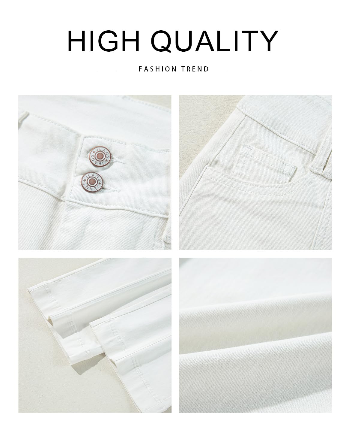 Foto 6 pulgar | Jeans Astylish De Mezclilla Blanca Con Pierna Recta Y Pierna Recta Para Mujer - Venta Internacional.