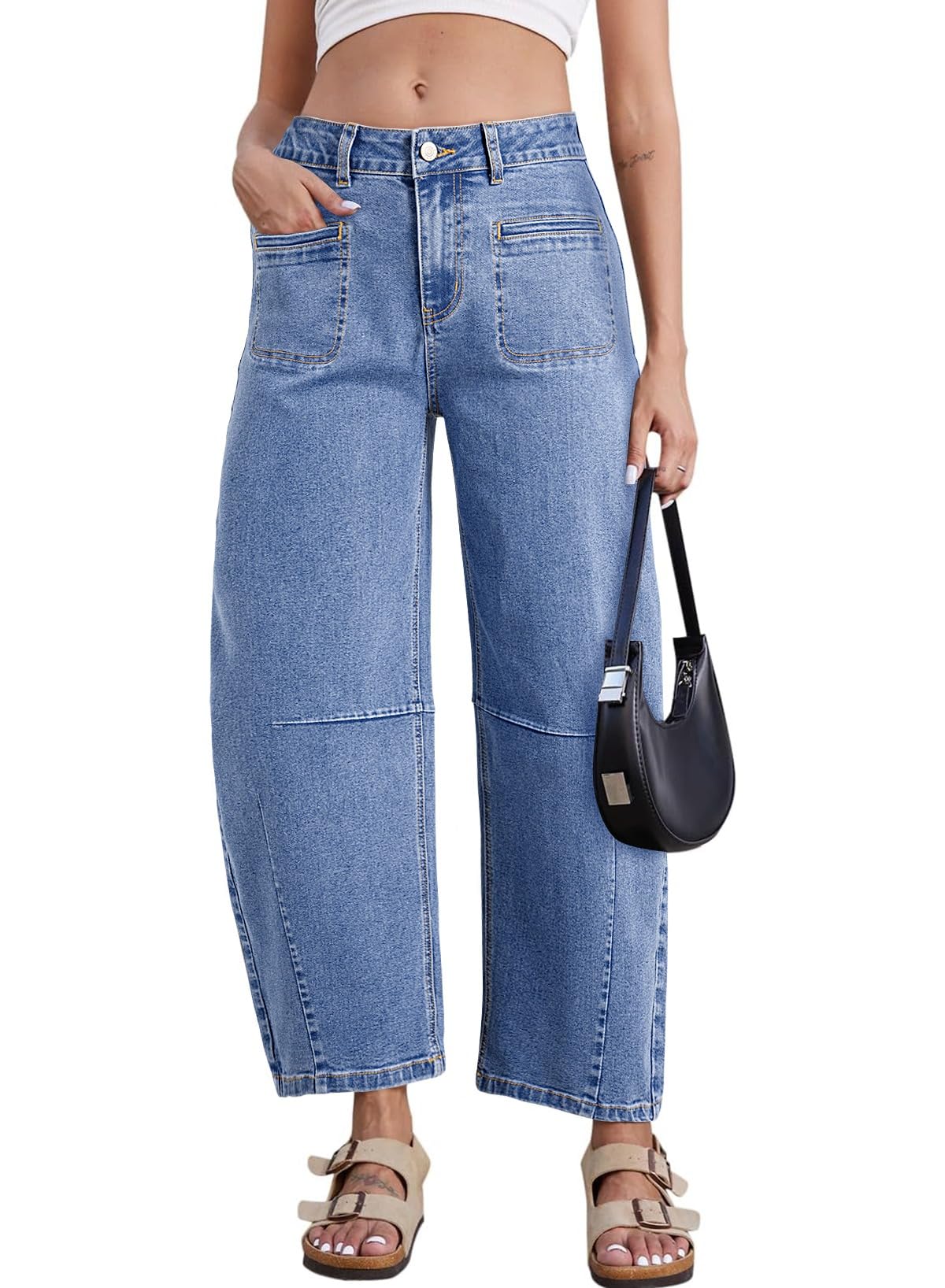 Foto 4 pulgar | Jeans Astylish Para Mujer, Pierna Ancha, Cintura Alta, Talla 6, Azul Ashleigh - Venta Internacional.