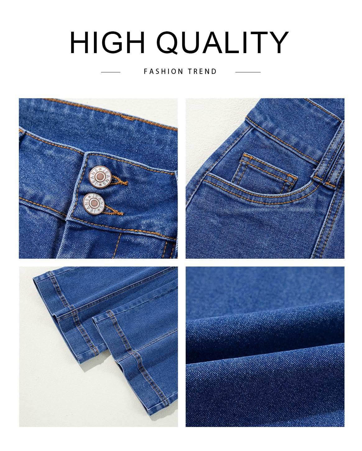 Foto 6 pulgar | Jeans Astylish Para Mujer, Cintura Alta, Acampanados, Pierna Ancha, Azul - Venta Internacional.