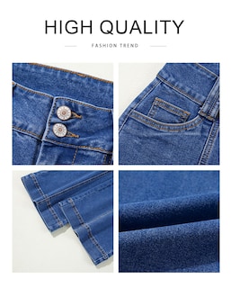 Foto 5 | Jeans Astylish Para Mujer, Cintura Alta, Acampanados, Pierna Ancha, Azul - Venta Internacional.