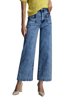 Foto 4 | Vaqueros Elegantes Para Mujer, Cintura Alta, Pierna Recta Y Ancha, Azul - Venta Internacional.