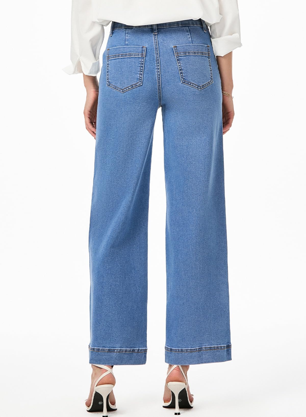 Foto 7 pulgar | Jeans Astylish Para Mujer, Cintura Alta, Acampanados, Color Azul Claro - Venta Internacional.
