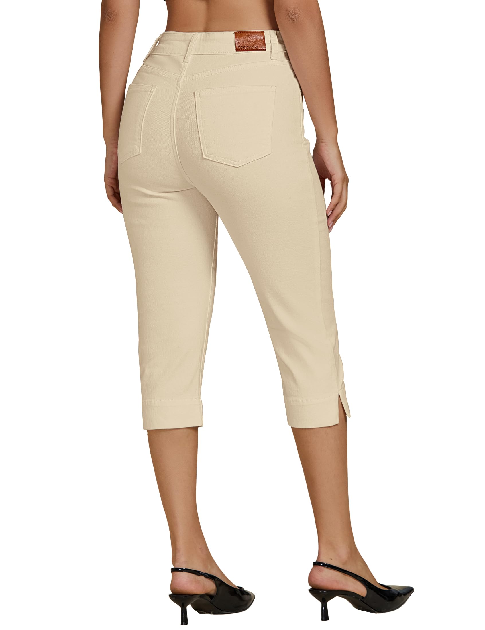 Foto 3 pulgar | Vaqueros Capri Luvamia De Cintura Alta Con Dobladillo Dividido Para Mujer - Venta Internacional.