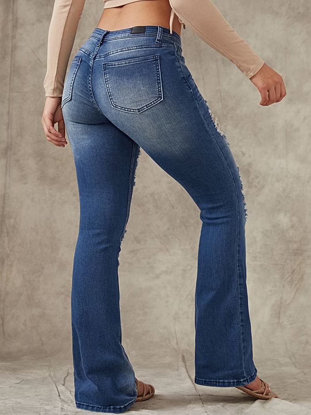 Foto 4 pulgar | Vaqueros Flamingals, Talle Bajo, Desgastados, Pernera Ancha, Talla 3xl - Venta Internacional.