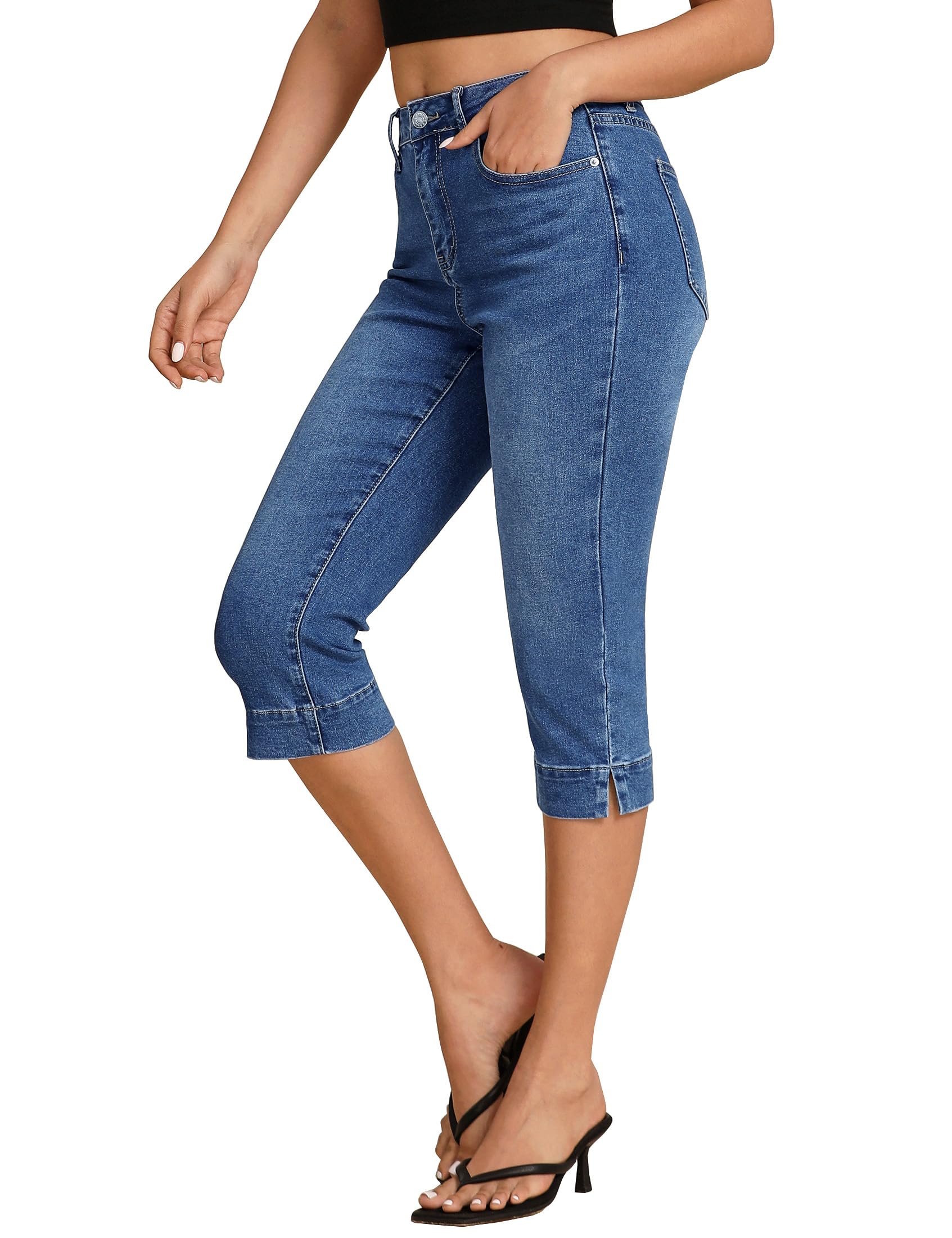 Vaqueros Capris Luvamia Para Mujer, Vaqueros Ajustados, Color Azul, Talla Xl - Venta Internacional.