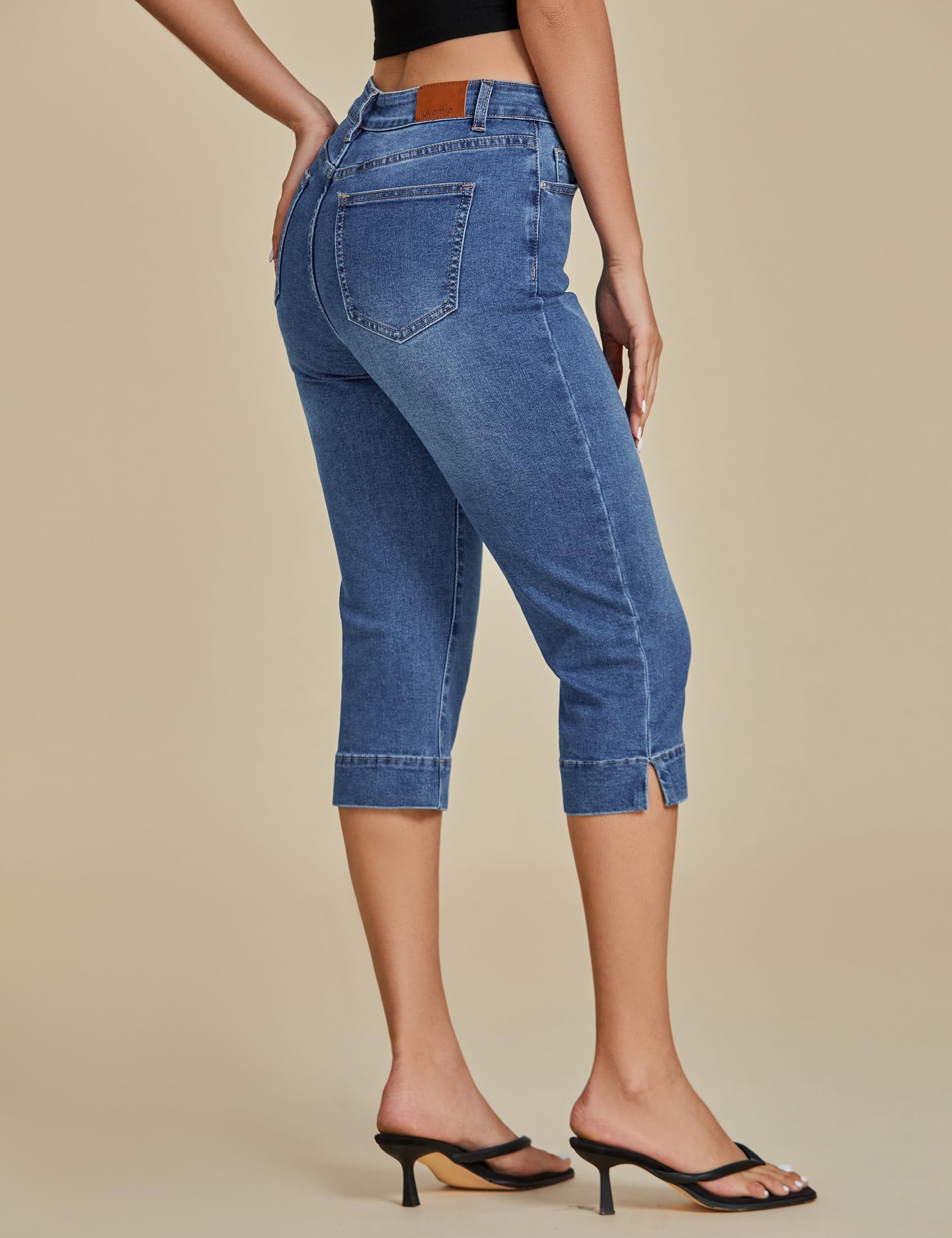 Foto 3 pulgar | Vaqueros Capris Luvamia Para Mujer, Vaqueros Ajustados, Color Azul, Talla Xl - Venta Internacional.