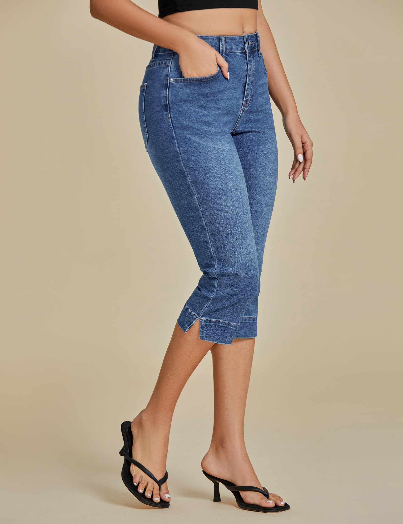 Foto 4 pulgar | Vaqueros Capris Luvamia Para Mujer, Vaqueros Ajustados, Color Azul, Talla Xl - Venta Internacional.