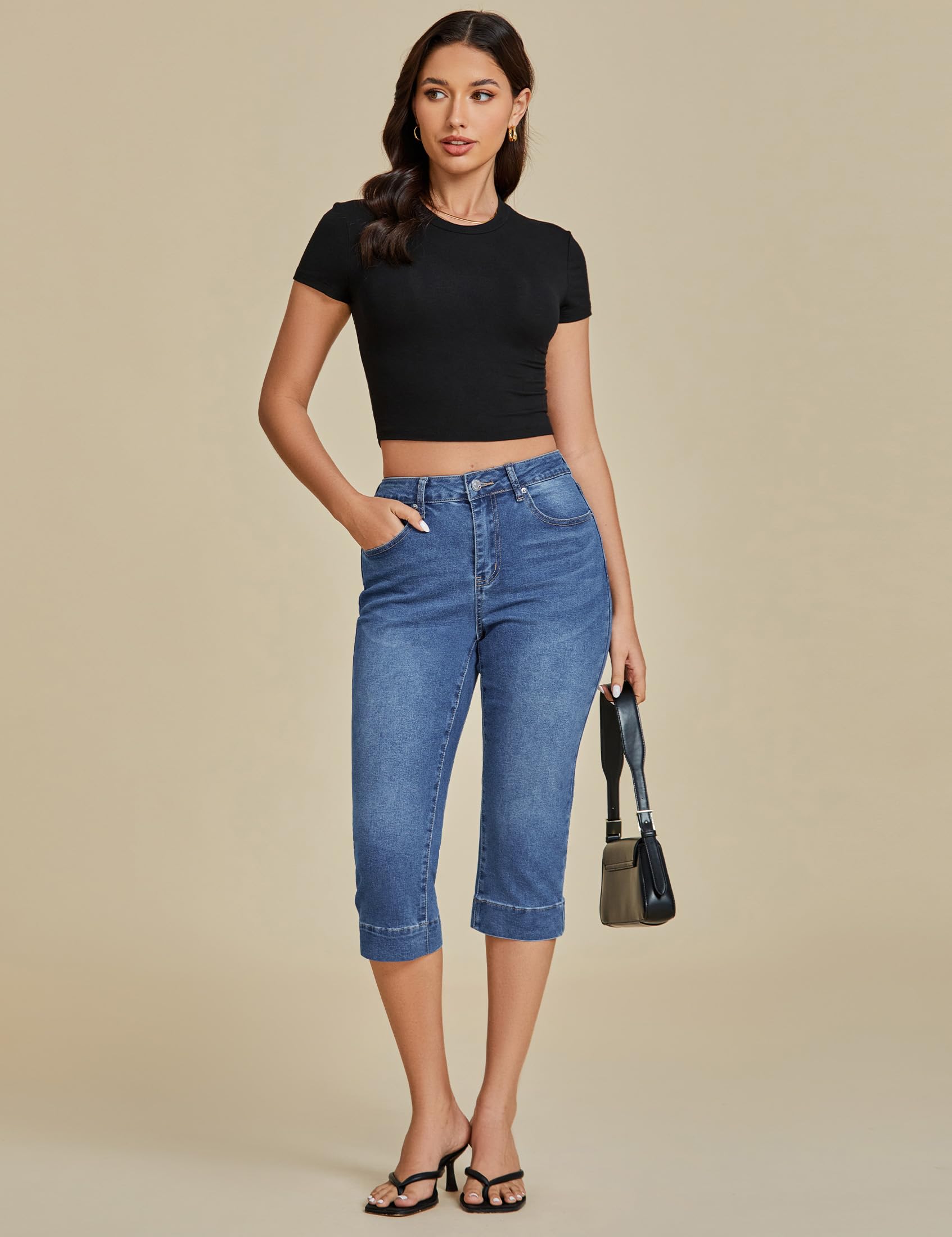 Foto 5 pulgar | Vaqueros Capris Luvamia Para Mujer, Vaqueros Ajustados, Color Azul, Talla Xl - Venta Internacional.
