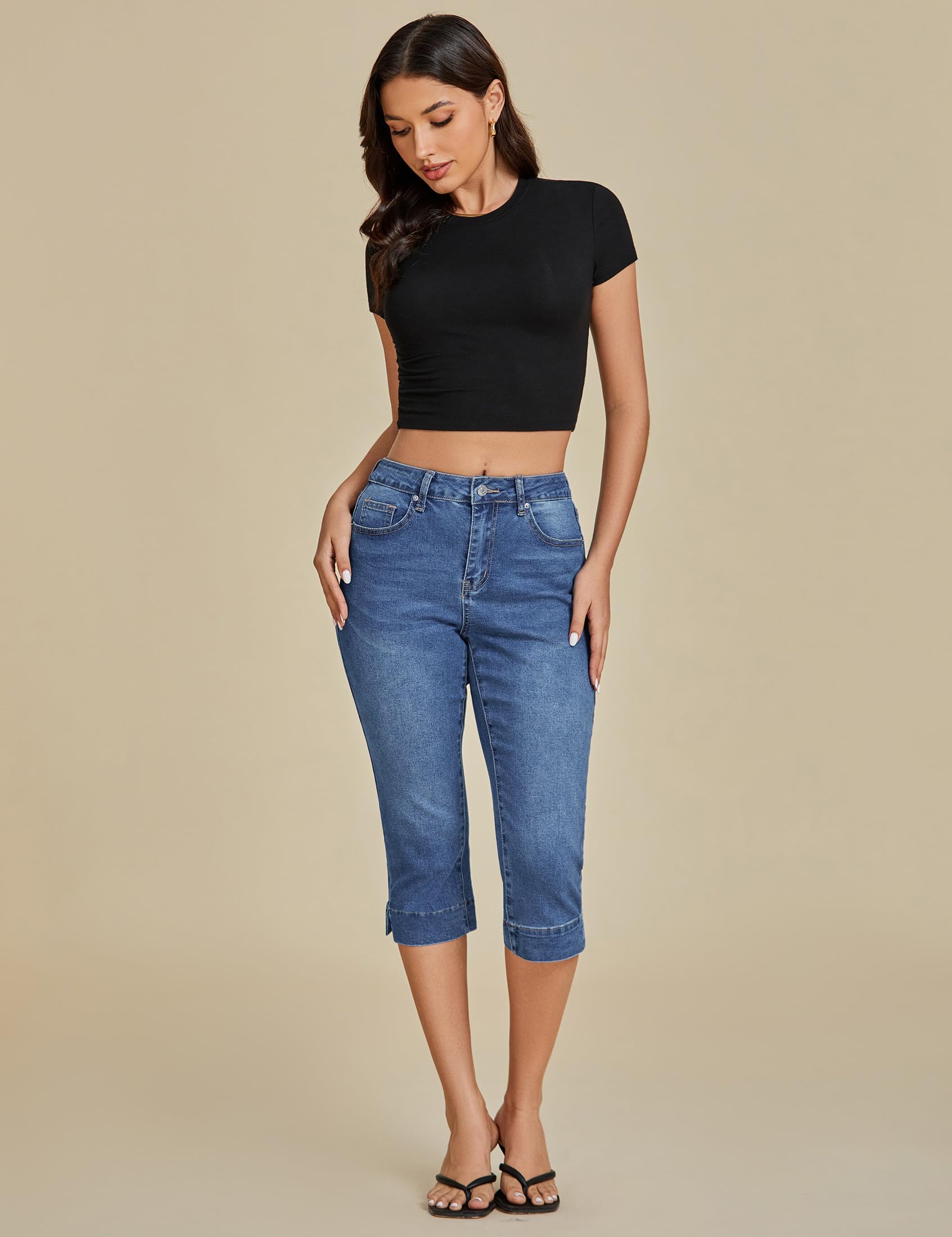 Foto 7 | Vaqueros Capris Luvamia Para Mujer, Vaqueros Ajustados, Color Azul, Talla Xl - Venta Internacional.