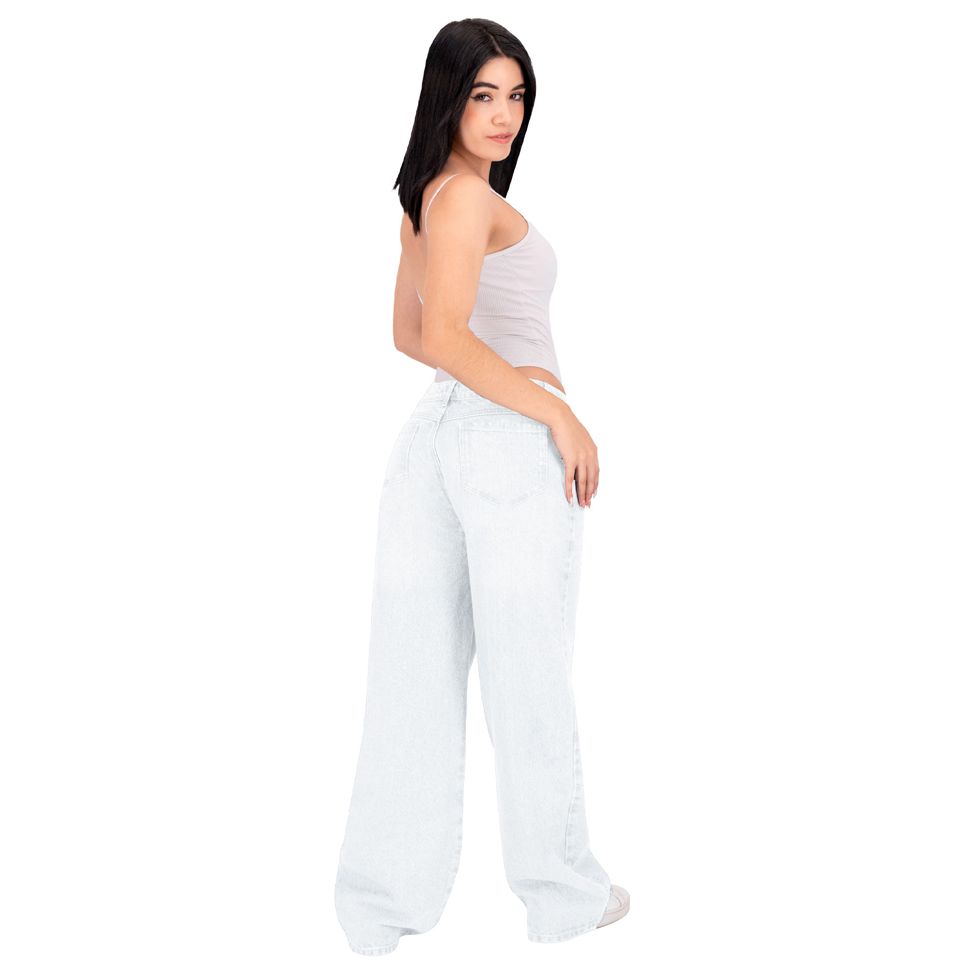 Foto 4 | Mom Jeans Mujer Blanco Mezclilla 025630