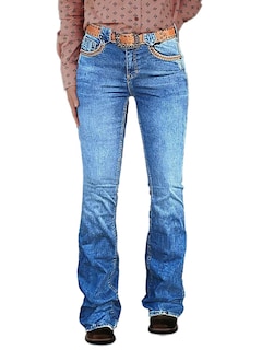 Foto 1 | Jeans Flamingals Con Corte De Bota Para Mujer, Control De Barriga, Azul S - Venta Internacional.