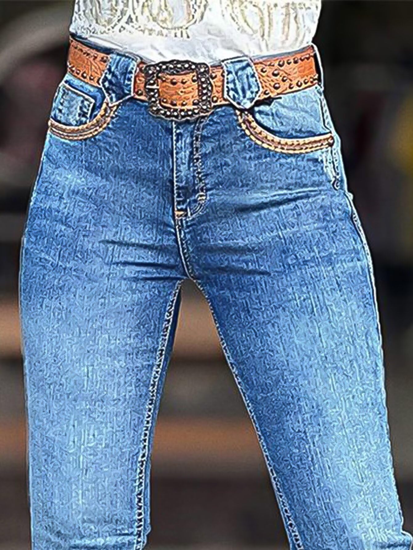 Foto 3 pulgar | Jeans Flamingals Con Corte De Bota Para Mujer, Control De Barriga, Azul S - Venta Internacional.