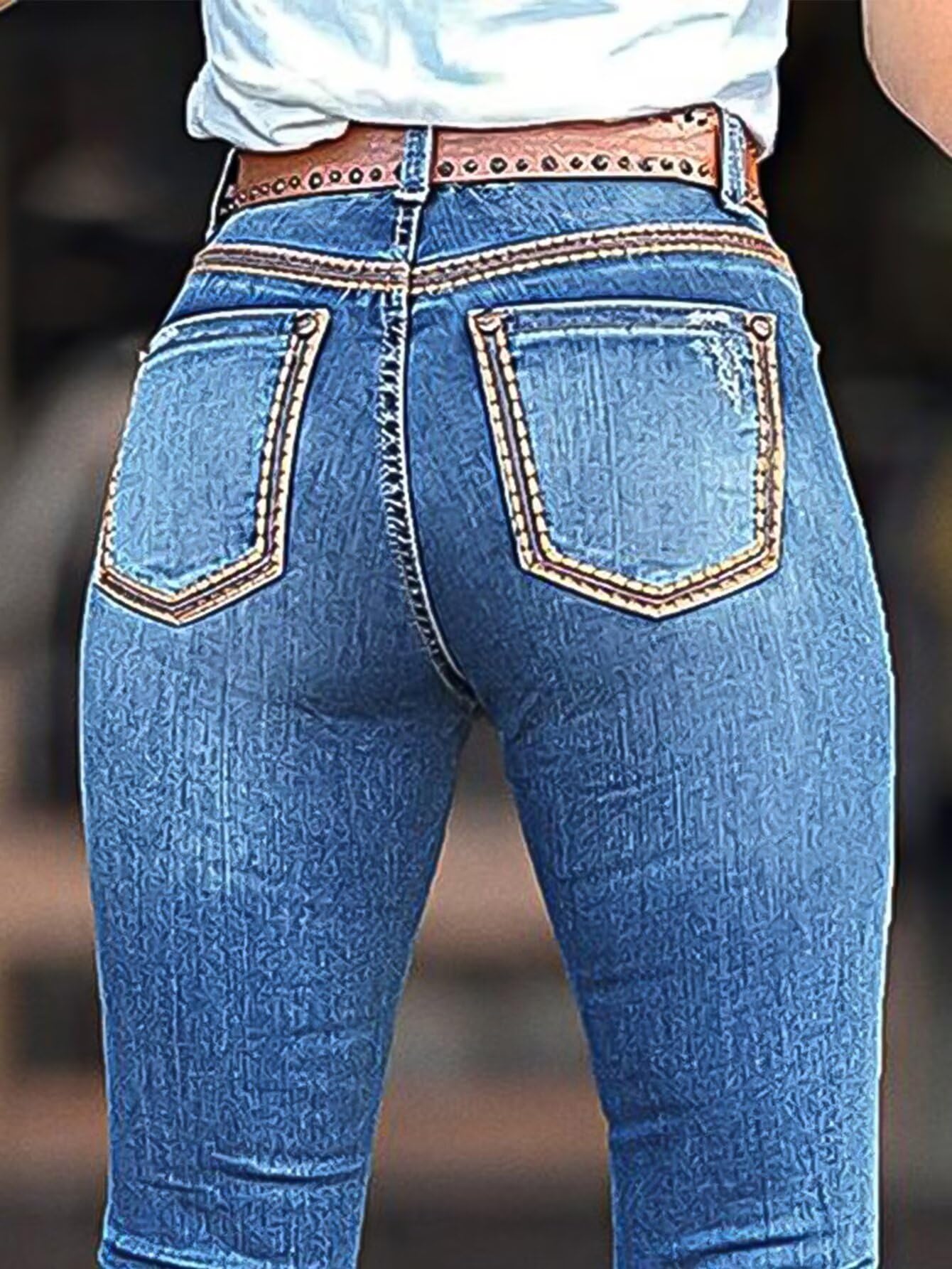 Foto 5 pulgar | Jeans Flamingals Con Corte De Bota Para Mujer, Control De Barriga, Azul S - Venta Internacional.