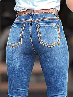 Foto 4 | Jeans Flamingals Con Corte De Bota Para Mujer, Control De Barriga, Azul S - Venta Internacional.