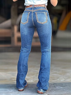 Foto 5 | Jeans Flamingals Con Corte De Bota Para Mujer, Control De Barriga, Azul S - Venta Internacional.