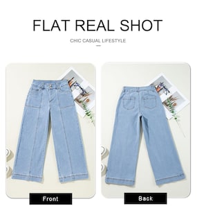 Foto 4 | Jeans Astylish Para Mujer, Casual, Talle Alto, Pierna Ancha, Azul Cielo - Venta Internacional.