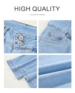 Foto 5 | Jeans Astylish Para Mujer, Casual, Talle Alto, Pierna Ancha, Azul Cielo - Venta Internacional.