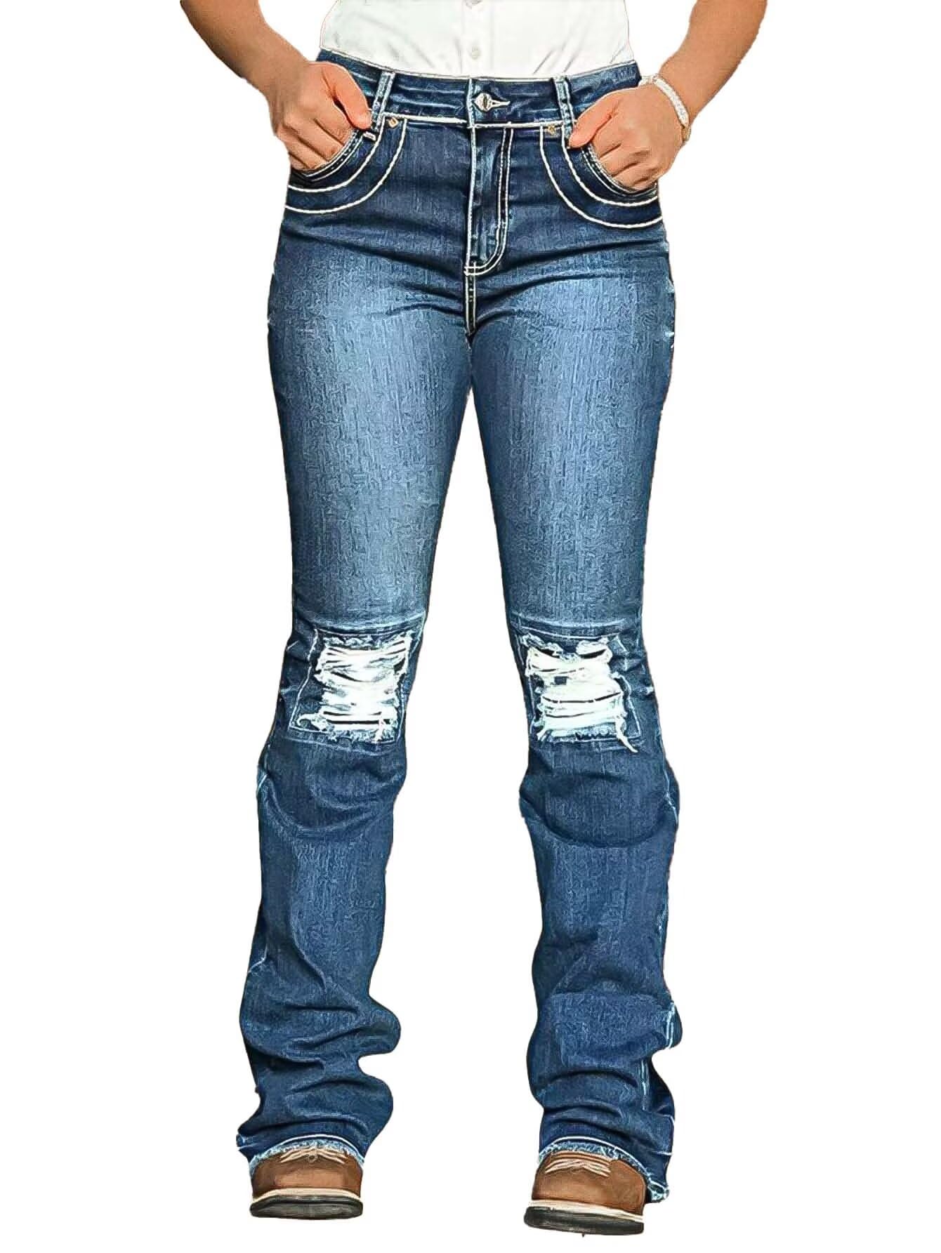 Foto 2 | Jeans Flamingals Bootcut Para Mujer, Talle Bajo, Rasgado, 2xl, Azul - Venta Internacional.
